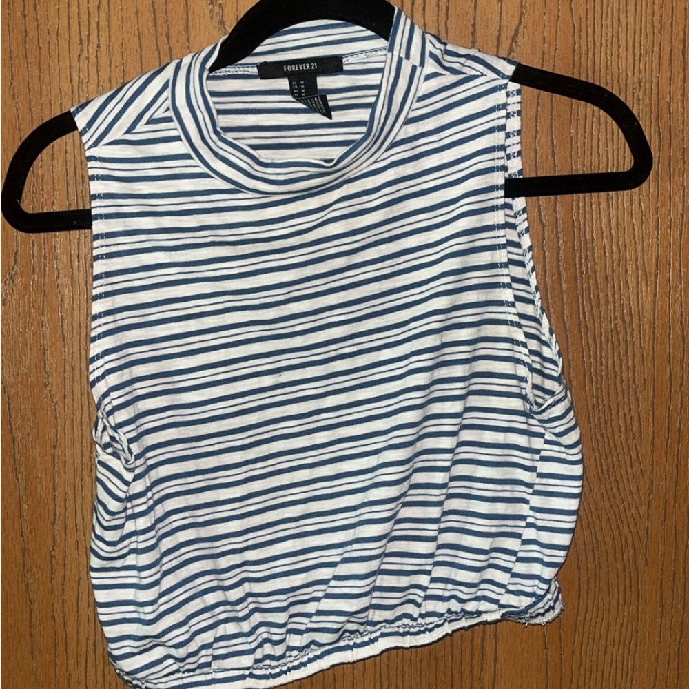 Forever 21 Black and White Sleeveless Polo Muscle Tee